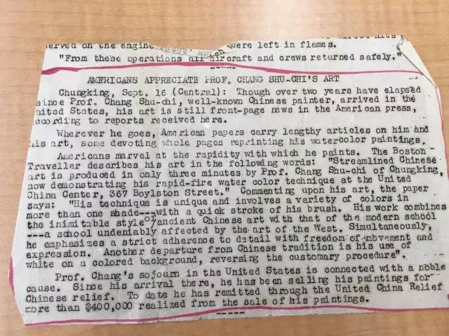 1943年9月重慶英文報紙報道(dào)：短短兩(liǎng)年時間，張書旂已通過(guò)義賣作品爲抗戰籌資40萬美金之多